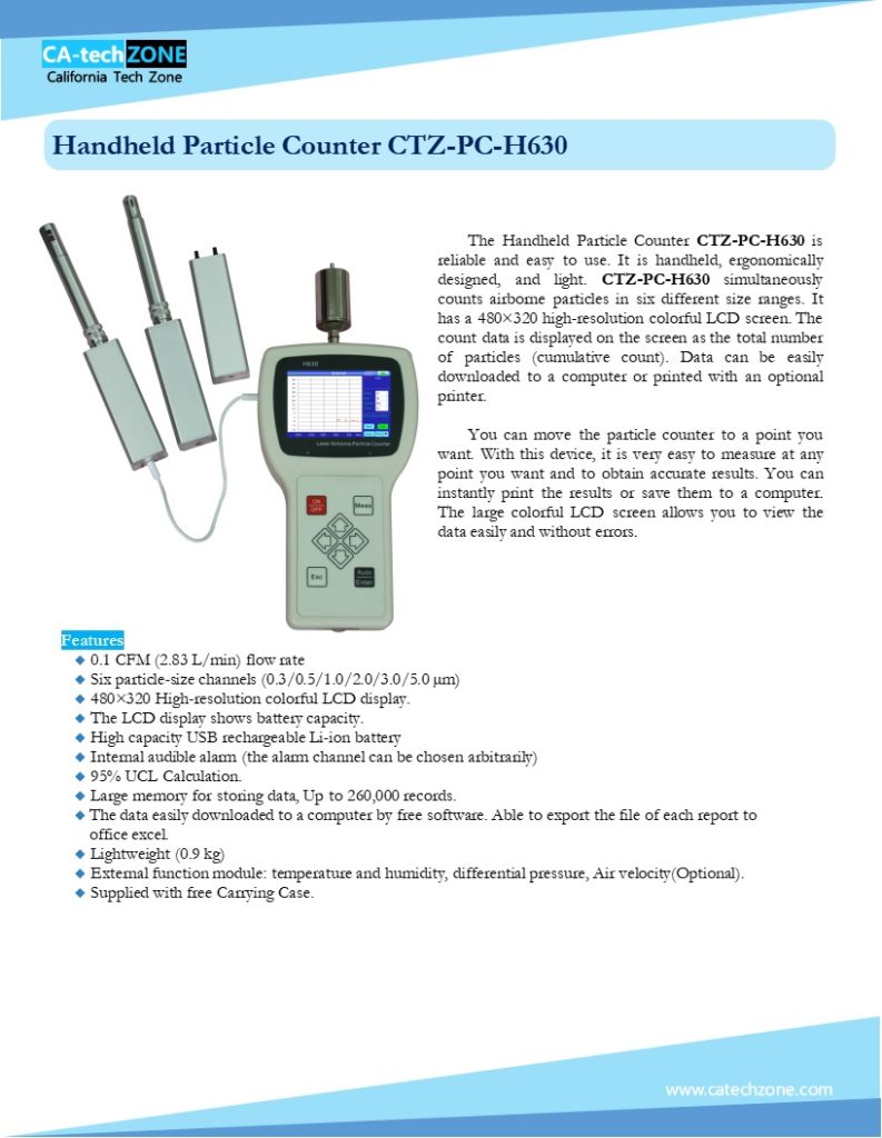 Handheld Particle Counter CTZ-PC-H630 - California Tech Zone